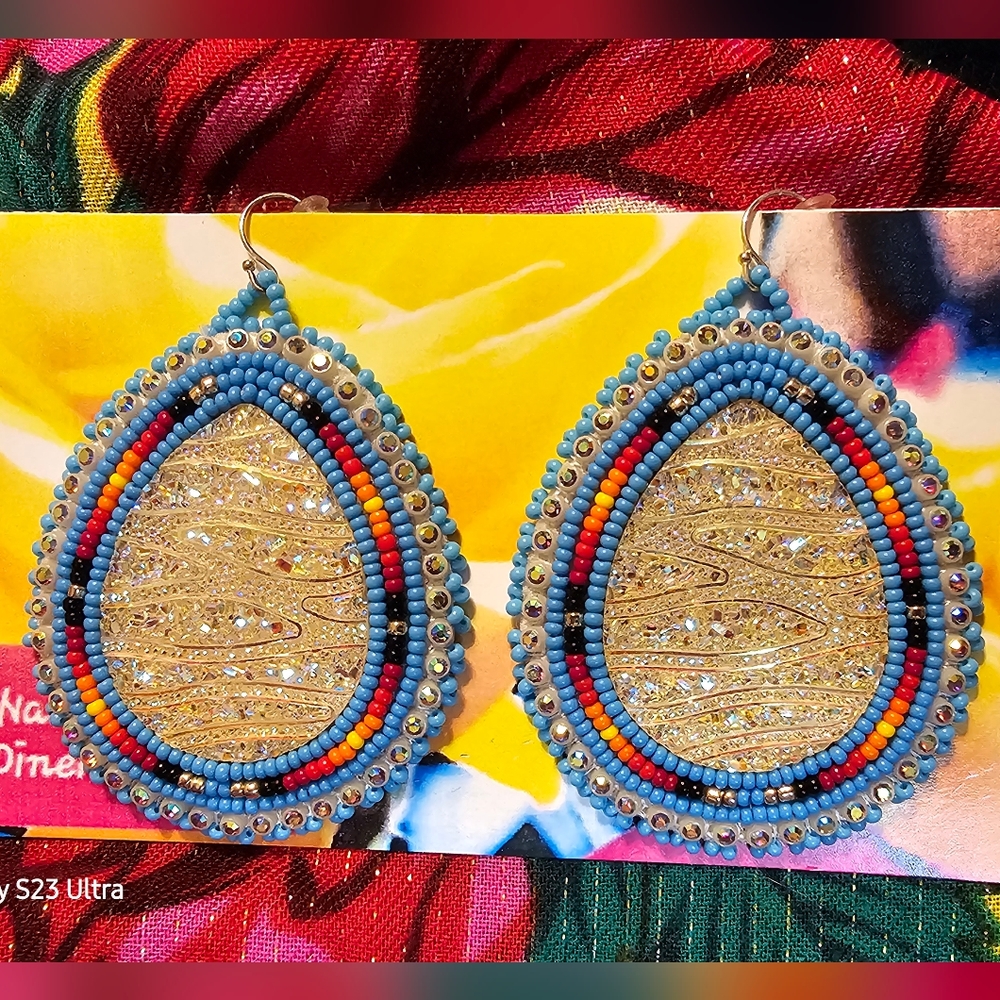 Native American Traditional Beaded Powwow Earrings.